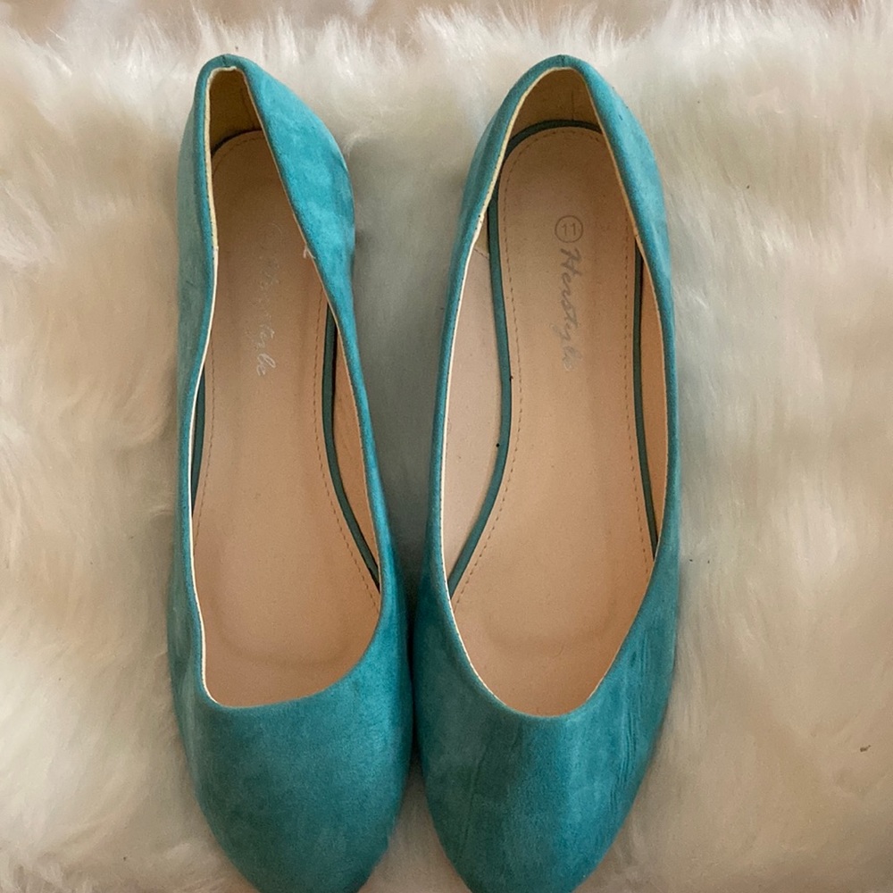 Turquoise Suede Flats